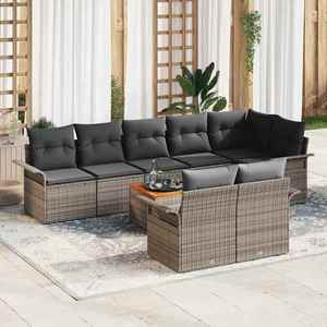 vidaXL Set de canapele pentru grădină 9 pcs Gri Rattan poli imagine
