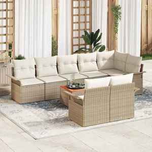 vidaXL Set de canapele pentru grădină 9 pcs Bej Rattan poli imagine