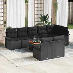 vidaXL Set de canapele pentru grădină 9 pcs Negru Rattan poli imagine