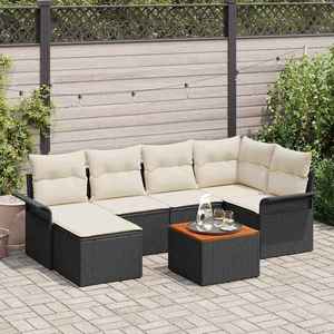 vidaXL Set de canapele pentru grădină 7 pcs Negru Rattan poli imagine