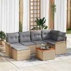 vidaXL Set de canapele pentru grădină 7 pcs Bej Rattan poli imagine