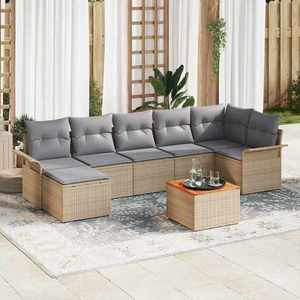 vidaXL Set de canapele pentru grădină 8 pcs Bej Rattan poli imagine