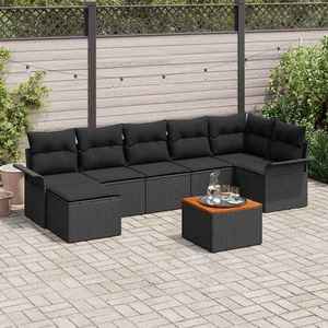 vidaXL Set de canapele pentru grădină 8 pcs Negru Rattan poli imagine