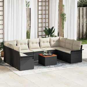 vidaXL Set de canapele pentru grădină 10 pcs Negru Rattan poli imagine