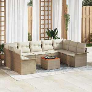 vidaXL Set de canapele pentru grădină 10 pcs Bej Rattan poli imagine