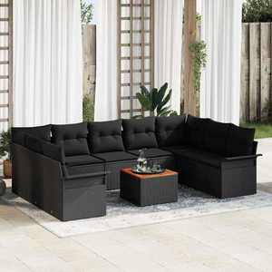 vidaXL Set de canapele pentru grădină 10 pcs Negru Rattan poli imagine