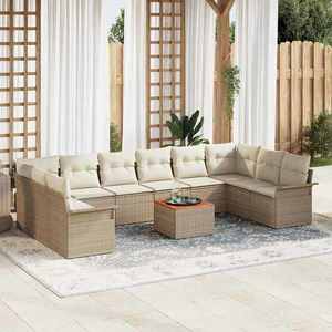 vidaXL Set de canapele pentru grădină 11 pcs Bej Rattan poli imagine