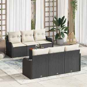 vidaXL Set de canapele pentru grădină 7 pcs Negru Rattan poli imagine