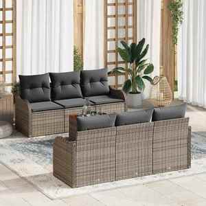 vidaXL Set de canapele pentru grădină 7 pcs Gri Rattan poli imagine