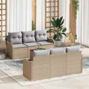 vidaXL Set de canapele pentru grădină 7 pcs Bej Rattan poli imagine