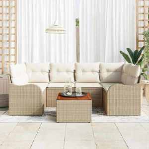 vidaXL Set de canapele pentru grădină 7 pcs Bej Rattan poli imagine
