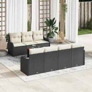 vidaXL Set de canapele pentru grădină 8 pcs Negru Rattan poli imagine