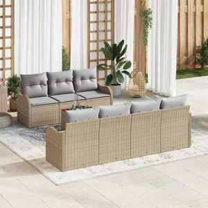 vidaXL Set de canapele pentru grădină 8 pcs Bej Rattan poli imagine