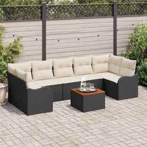 vidaXL Set de canapele pentru grădină 8 pcs Negru Rattan poli imagine