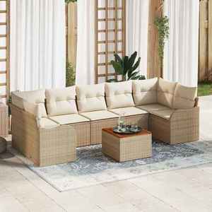 vidaXL Set de canapele pentru grădină 8 pcs Bej Rattan poli imagine