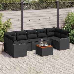 vidaXL Set de canapele pentru grădină 8 pcs Negru Rattan poli imagine