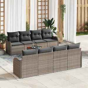 vidaXL Set de canapele pentru grădină 9 pcs Gri Rattan poli imagine