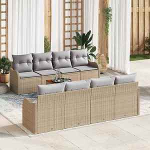 vidaXL Set de canapele pentru grădină 9 pcs Bej Rattan poli imagine