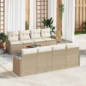 vidaXL Set de canapele pentru grădină 9 pcs Bej Rattan poli imagine