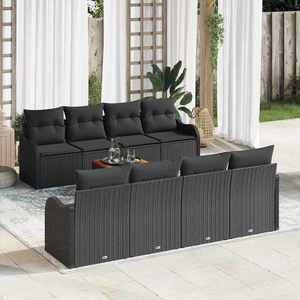 vidaXL Set de canapele pentru grădină 9 pcs Negru Rattan poli imagine
