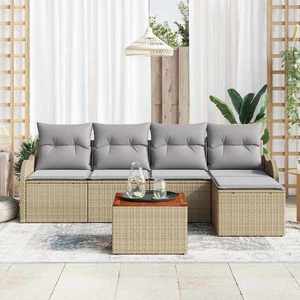 vidaXL Set de canapele pentru grădină 6 pcs Bej Rattan poli imagine