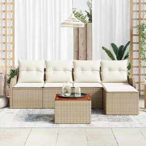vidaXL Set de canapele pentru grădină 6 pcs Bej Rattan poli imagine