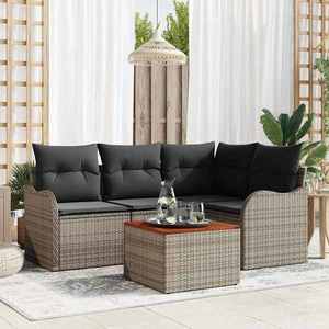 vidaXL Set de canapele pentru grădină 5 pcs Gri Rattan poli imagine