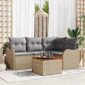 vidaXL Set de canapele pentru grădină 5 pcs Bej Rattan poli imagine