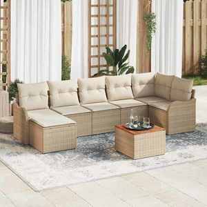 vidaXL Set de canapele pentru grădină 8 pcs Bej Rattan poli imagine