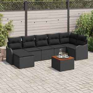 vidaXL Set de canapele pentru grădină 8 pcs Negru Rattan poli imagine
