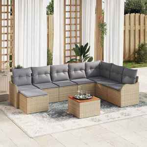 vidaXL Set de canapele pentru grădină 9 pcs Bej Rattan poli imagine