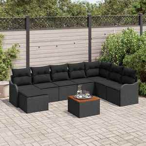 vidaXL Set de canapele pentru grădină 9 pcs Negru Rattan poli imagine