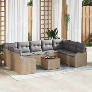 vidaXL Set de canapele pentru grădină 10 pcs Bej Rattan poli imagine