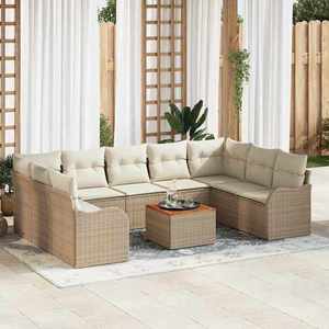 vidaXL Set de canapele pentru grădină 10 pcs Bej Rattan poli imagine