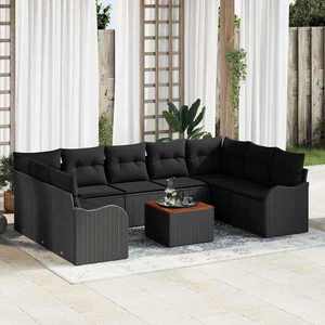 vidaXL Set de canapele pentru grădină 10 pcs Negru Rattan poli imagine