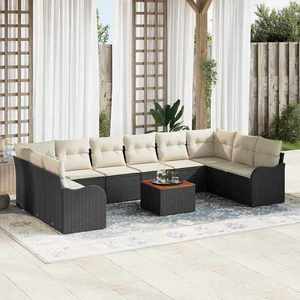 vidaXL Set de canapele pentru grădină 11 pcs Negru Rattan poli imagine
