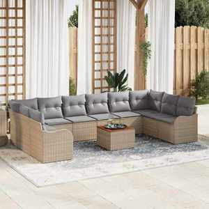 vidaXL Set de canapele pentru grădină 11 pcs Bej Rattan poli imagine