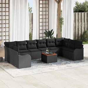 vidaXL Set de canapele pentru grădină 11 pcs Negru Rattan poli imagine