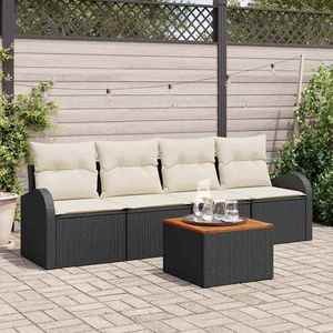 vidaXL Set de canapele pentru grădină 5 pcs Negru Rattan poli imagine