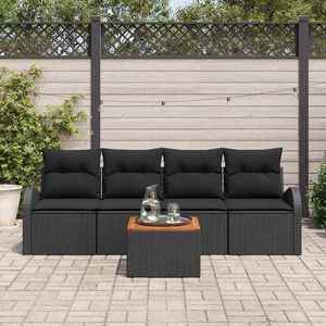 vidaXL Set de canapele pentru grădină 5 pcs Negru Rattan poli imagine