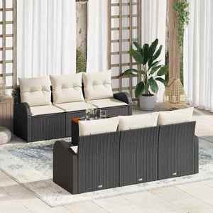 vidaXL Set de canapele pentru grădină 7 pcs Negru Rattan poli imagine
