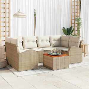 vidaXL Set de canapele pentru grădină 7 pcs Bej Rattan poli imagine