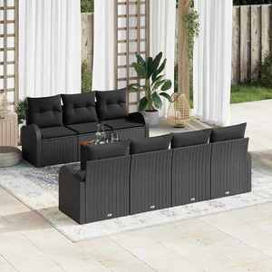 vidaXL Set de canapele pentru grădină 8 pcs Negru Rattan poli imagine