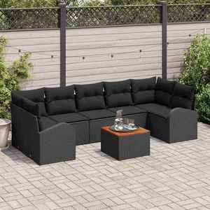 vidaXL Set de canapele pentru grădină 8 pcs Negru Rattan poli imagine