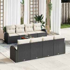 vidaXL Set de canapele pentru grădină 9 pcs Negru Rattan poli imagine