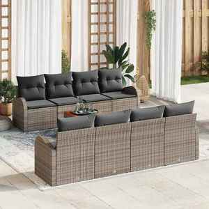 vidaXL Set de canapele pentru grădină 9 pcs Gri Rattan poli imagine