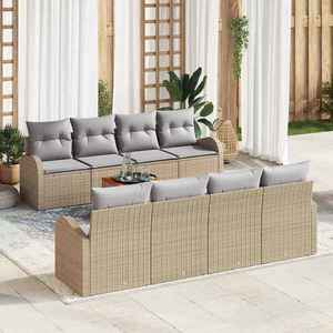 vidaXL Set de canapele pentru grădină 9 pcs Bej Rattan poli imagine