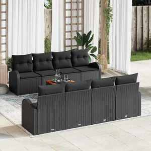 vidaXL Set de canapele pentru grădină 9 pcs Negru Rattan poli imagine