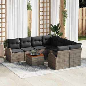 vidaXL Set de canapele pentru grădină 9 pcs Gri Rattan poli imagine