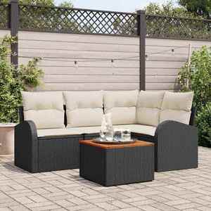 vidaXL Set de canapele pentru grădină 5 pcs Negru Rattan poli imagine